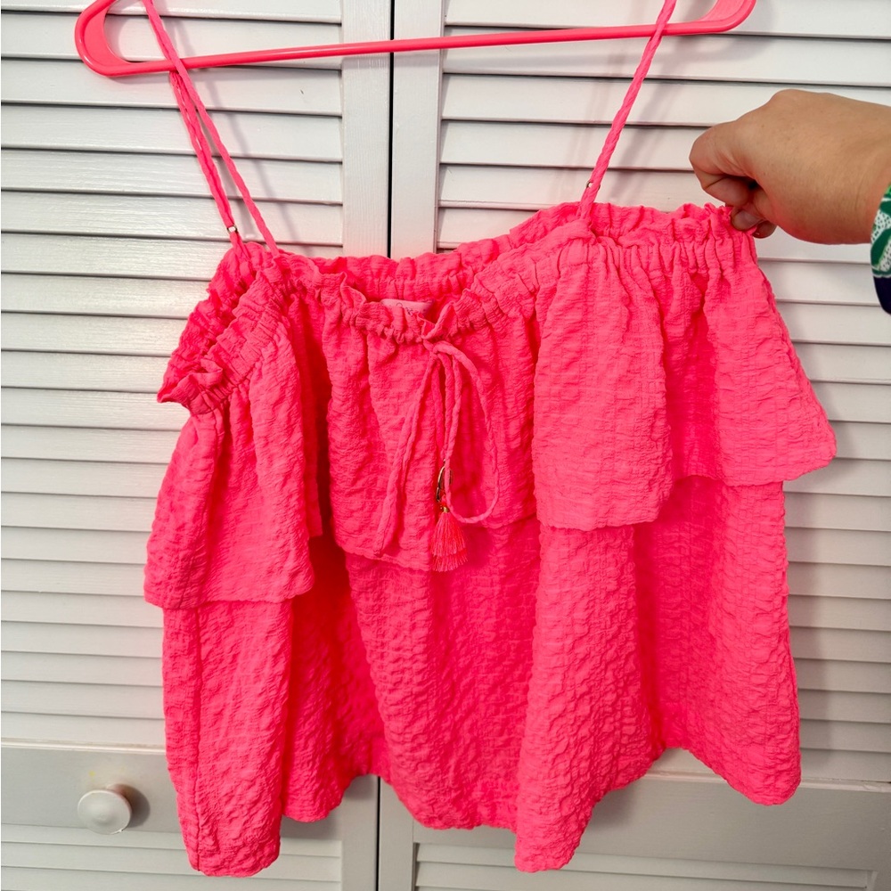 Lilly Pulitzer Coral/Pink Ruffled Tank Top - Picture 4 of 6